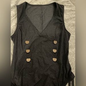 Metallic Gray/Black Bodysuit